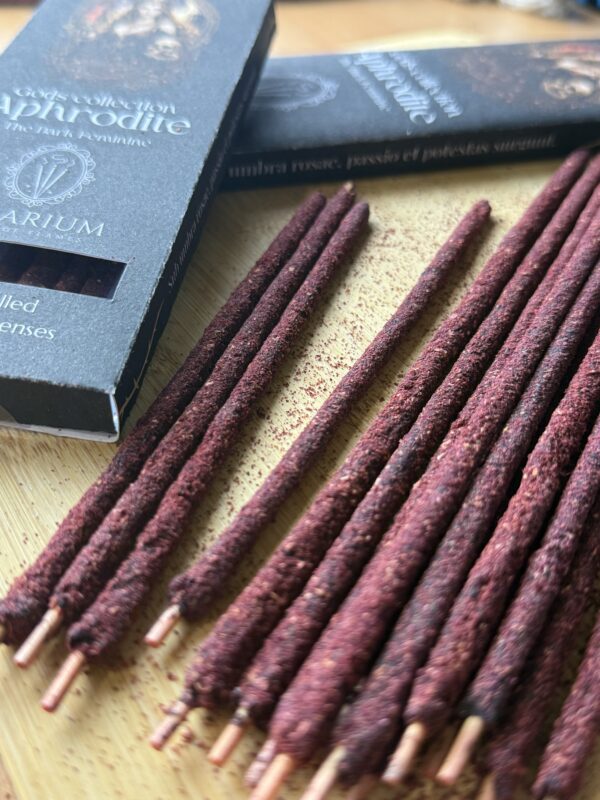 Aphrodite ritual incense UK max 20cm ylang ylang geranium rose dragon blood damar