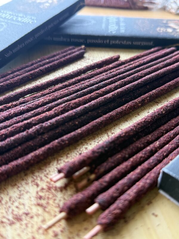 Aphrodite ritual incense UK max 20cm ylang ylang geranium rose dragon blood damar