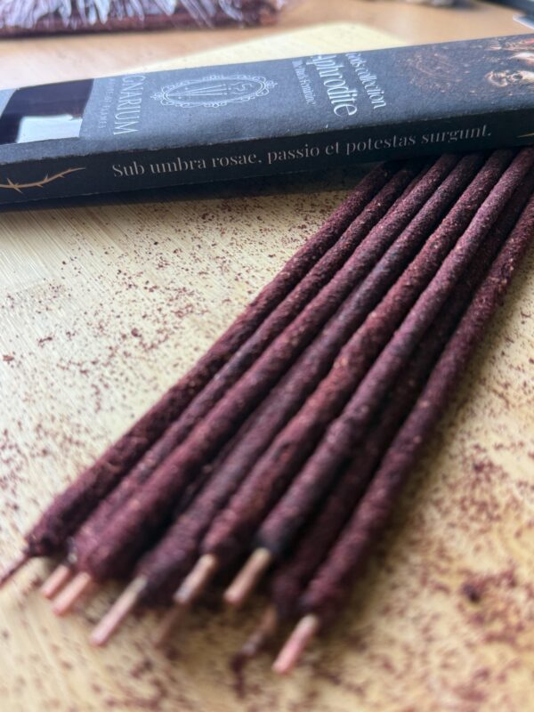 Aphrodite ritual incense UK max 20cm ylang ylang geranium rose dragon blood damar