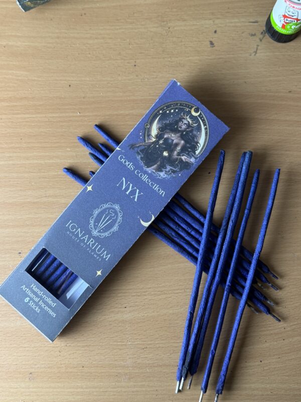 Nyx ritual incense UK max 20cm myrrh sage lavender frankincense copal purple blue mica