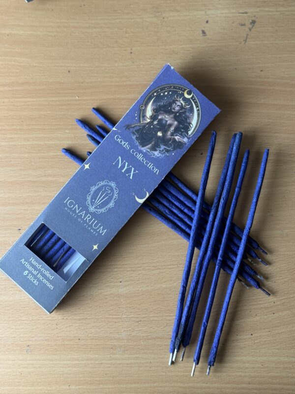 Nyx ritual incense UK max 20cm myrrh sage lavender frankincense copal purple blue mica