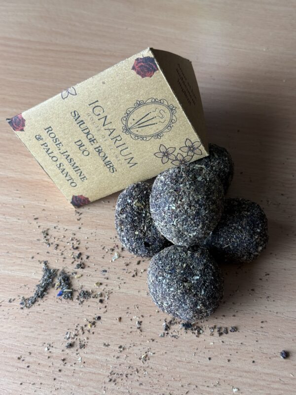 Smudge bombs UK rose jasmine palo santo duo handcrafted botanical incense