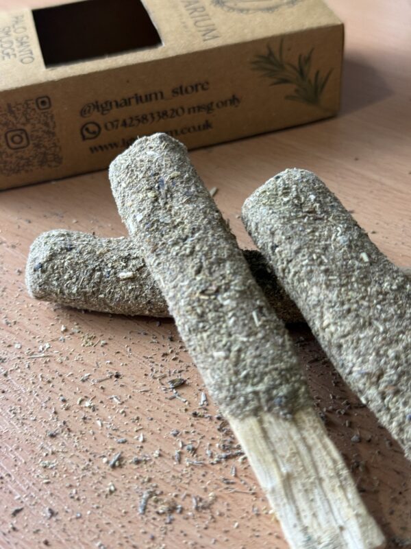 Sage palo santo close up herbal coating