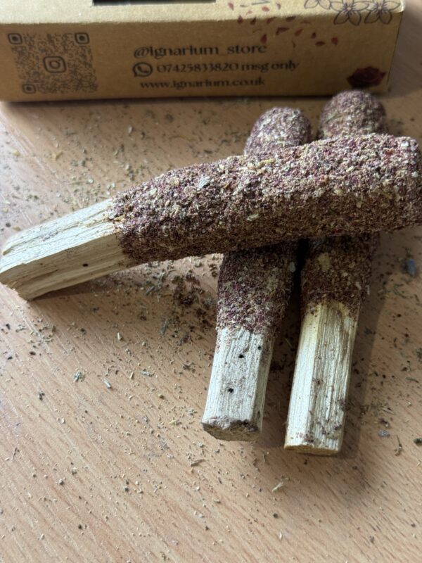 Rose jasmine palo santo smudge stick UK handcrafted botanical incense